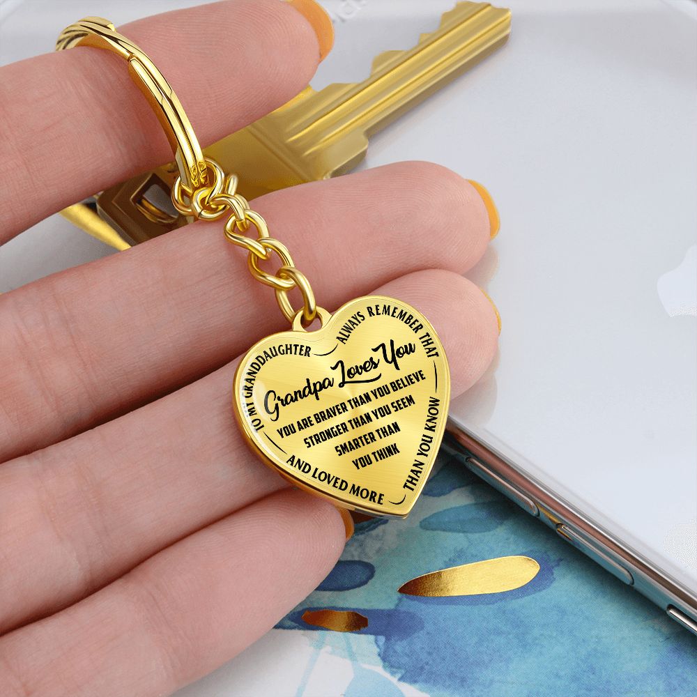 Grandpa Loves You - Heart Keychain