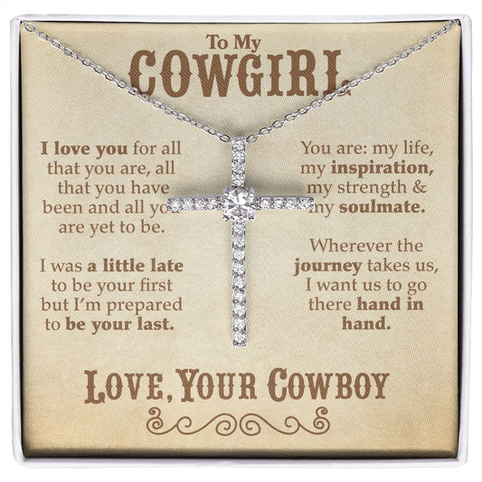 To My Cowgirl - CZ Cross Necklace